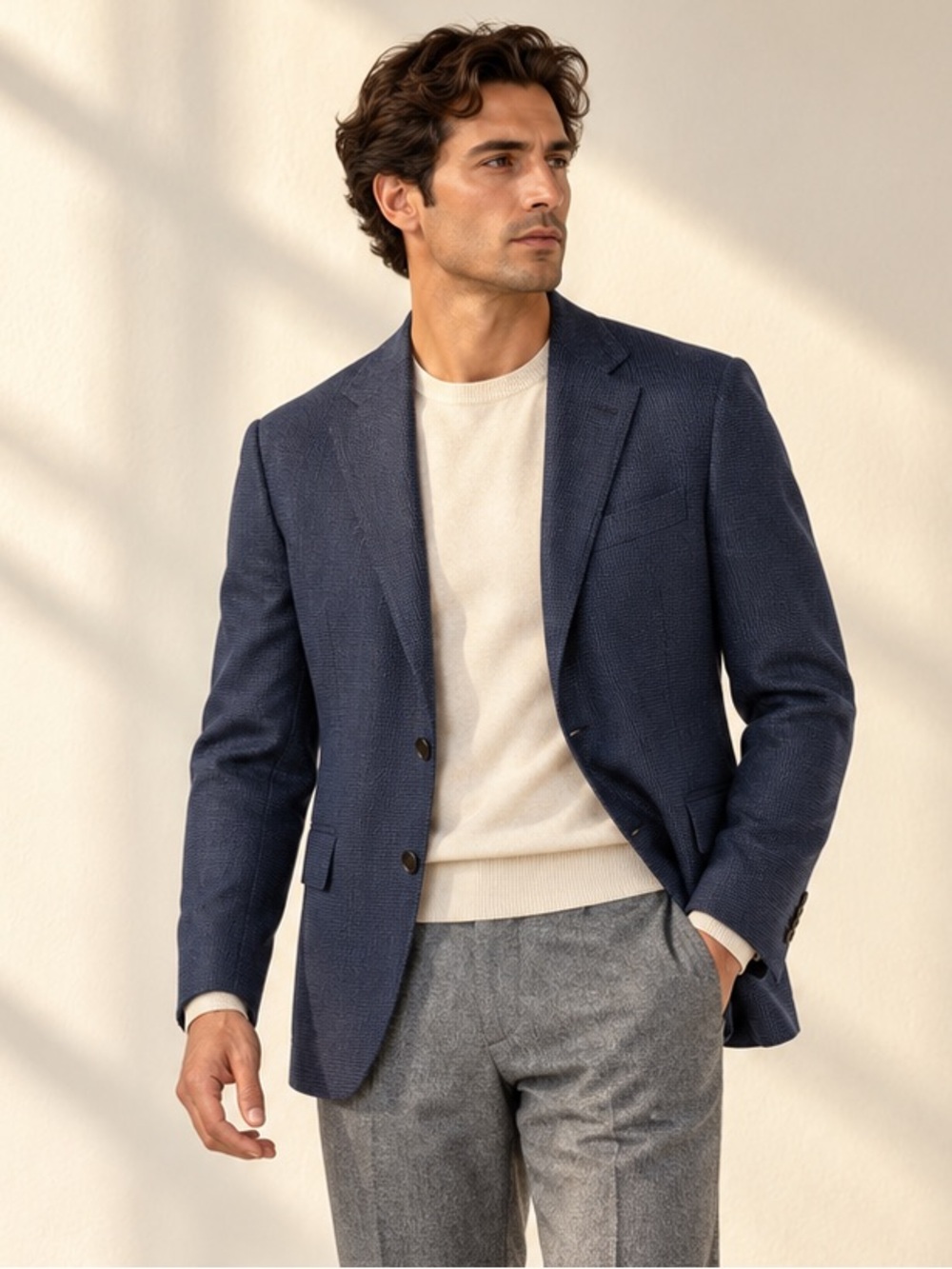 Z Zegna Tailored Navy Wool Blazer Quiet Luxury Navy Blue Sz 36S–38S